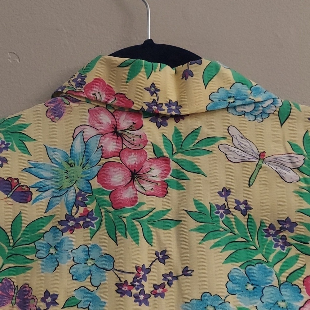 BLAIR Vintage 90's Button Down Faux Tank Floral Short Sleeve Top L Grandmacore - Picture 8 of 13